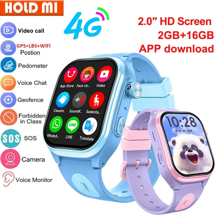 4G enfants montre intelligente GPS WIFI appel vidéo APP télécharger SOS