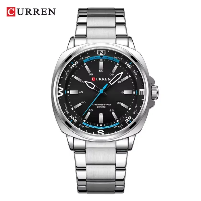 CURREN 8455 montre à Quartz de mode pour hommes affaires bracelet en acier inoxydable veilleuse étan