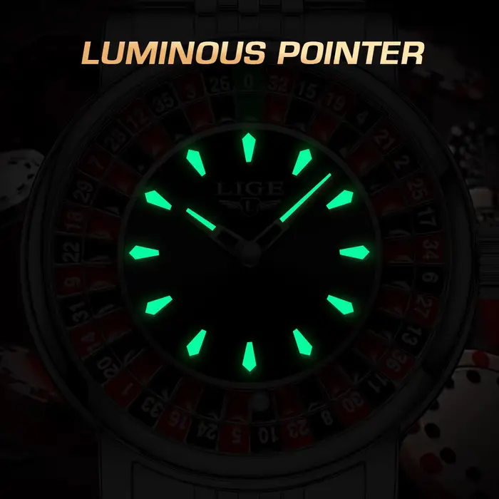 LIGE nouvelles montres de luxe créatives hommes Roulette jeu cadran mode