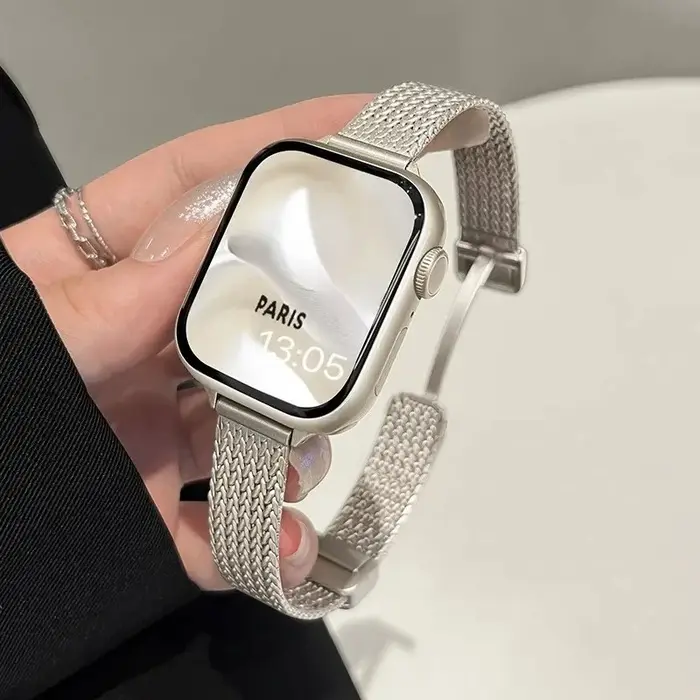 Bracelet magnétique en métal mince de luxe pour IWatch 9 8 7 SE 6