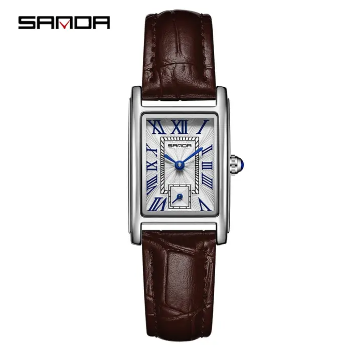 SANDA 1116 nouvelle femme montre Bracelet de luxe mode affaires en cuir acier Quartz montres pour femmes cadeau Relogio Mujeres