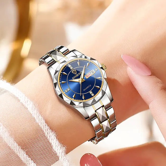 Montres-bracelets de luxe BINBOND en quartz pour femmes, lumineuses, étanches, avec affichage de la semaine et date automatique, montres pour femmes, mode décontractée, Reloj