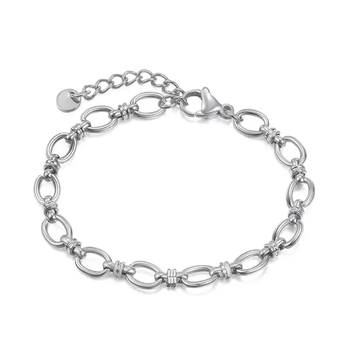 Bracelet Hip Hop Rock en acier inoxydable pour hommes et femmes, bracelet rond en or, bijoux optique