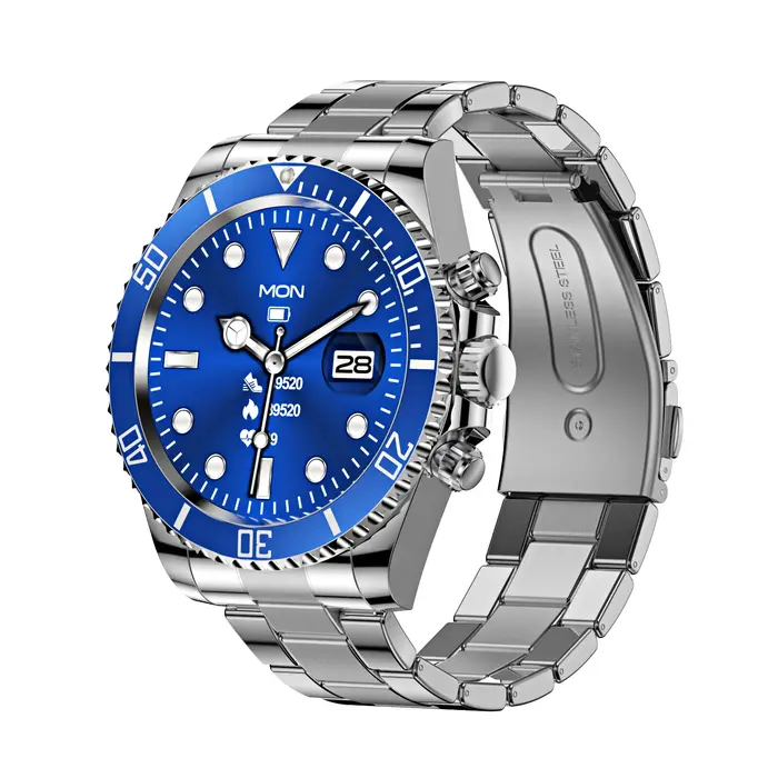 Montre connectée AW12 avec écran HD IPS de 1,3 pouces, boîtier entièrement en acier, modes sportifs multiples, alertes de messages, suivi de la santé