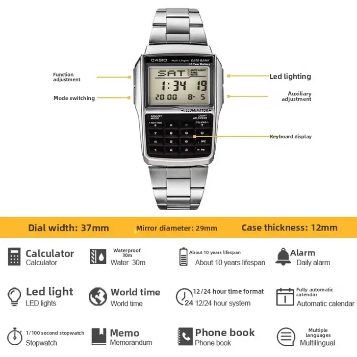 Montre de sport numérique multifonctionnelle étanche pour homme