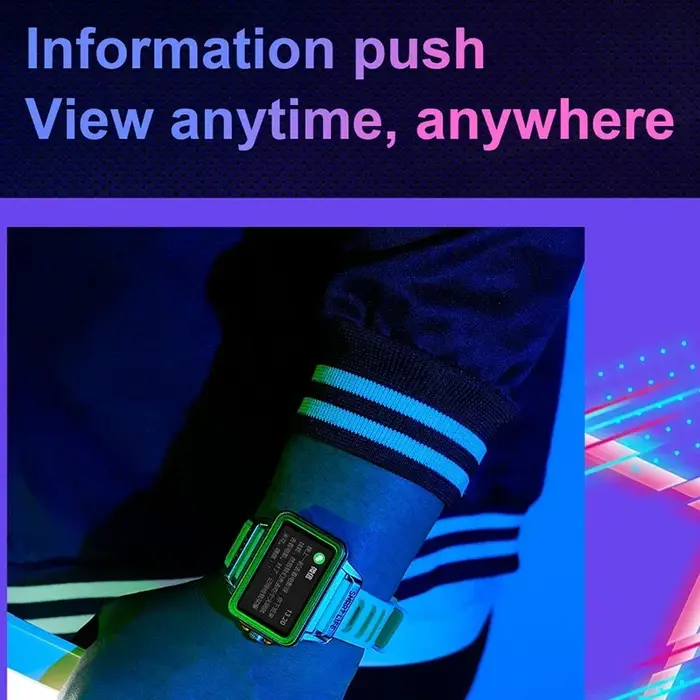 Hip Hop mode personnalité montre intelligente 1.57 pouces HD écran 24h continu fréquence cardiaque moniteur de sommeil jeu étanche Smartwatch