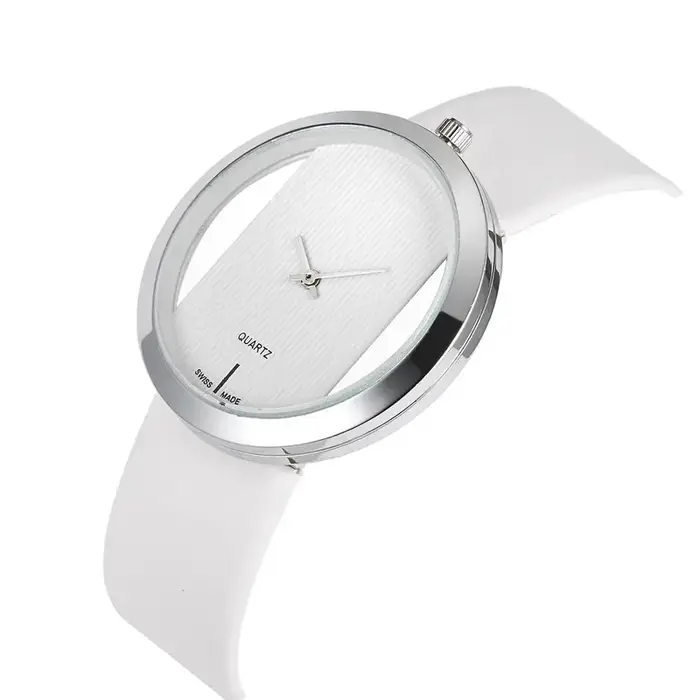 Montre de luxe avec bracelet en cuir Transparent pour femmes