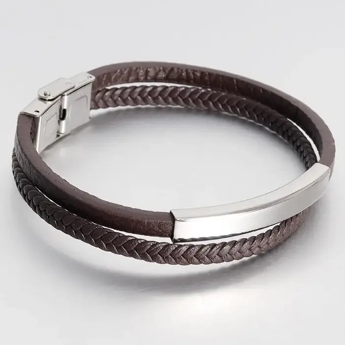 Bracelet multicouche en cuir pour hommes