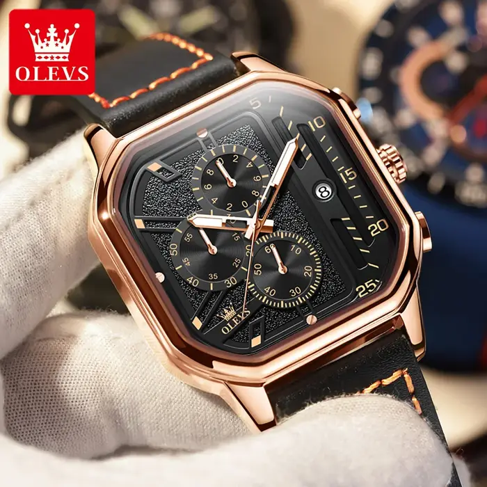 Montre-bracelet carrée étanche pour homme