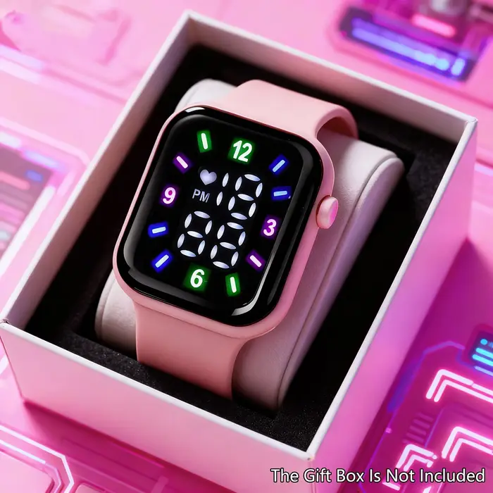 Montre électronique numérique 1 pièce pour femme avec fonctions Date/heure/alarme/chronomètre - Cadran carré