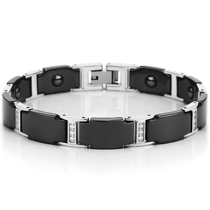 Bracelet magnétique en céramique et acier inoxydable pour homme
