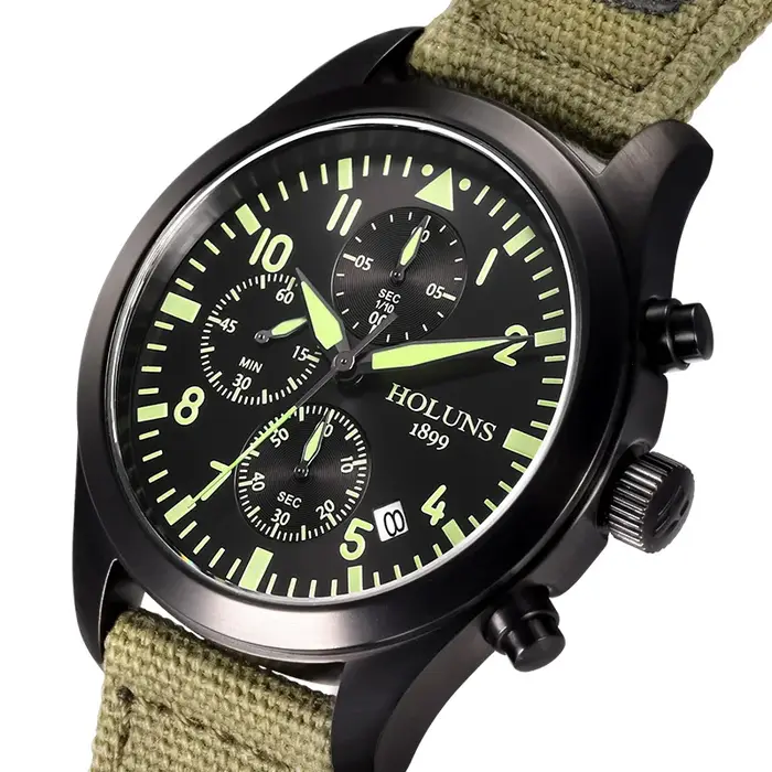Original HOLUNS homme marque montre multifonctionnel sport mâle chronographe mode affaires lumineux luxe denim montres militaires