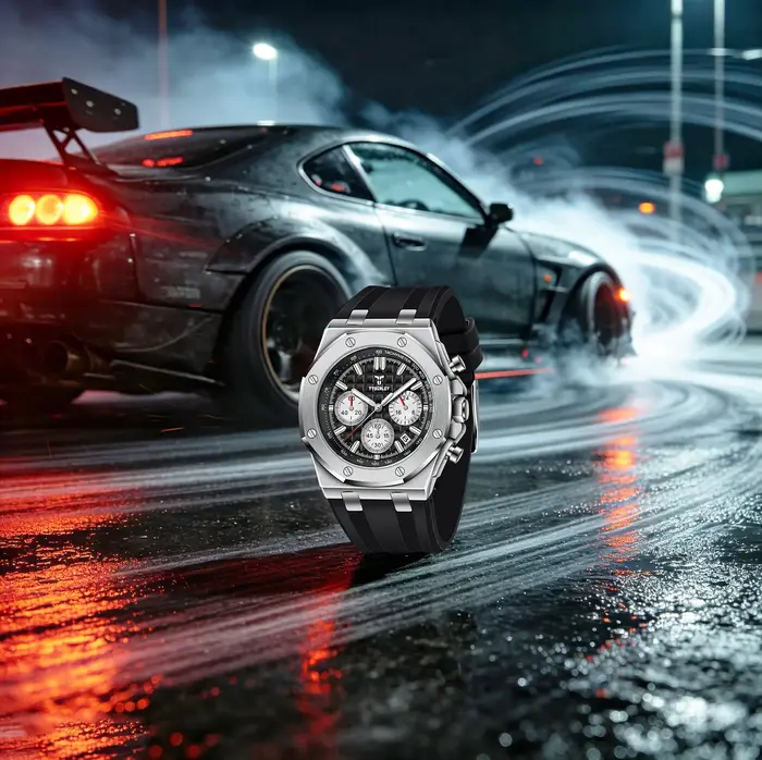 Montre Homme TYBERLEY Classique Style Chêne à Quartz, Design Octogonal, Bracelet en Caoutchouc Lumineux, Étanche, Idéale pour le Sport et les Affaires, Parfaite pour les Trajets Quotidien