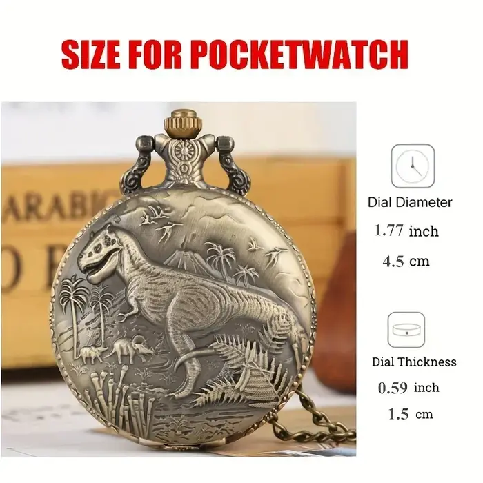 Montre de poche en quartz dinosaure en bronze, pendentif cadeau pour garçons