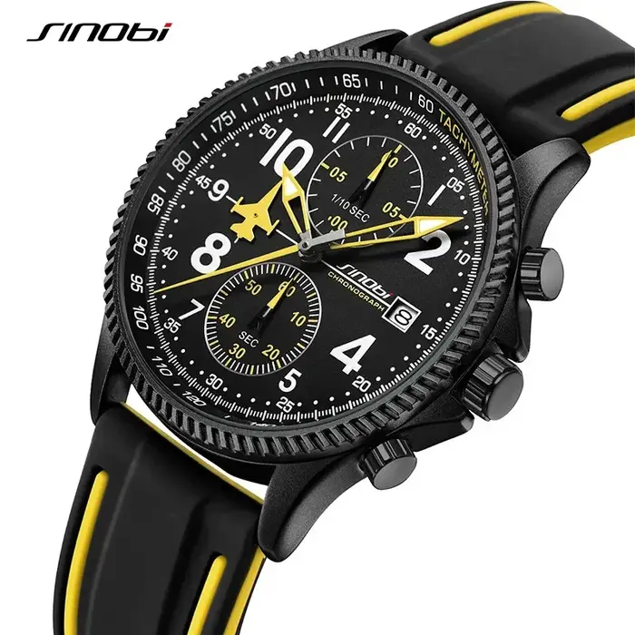 SINOBI nouveau sport chronographe hommes montres mode Design créatif étanche calendrier lumineux