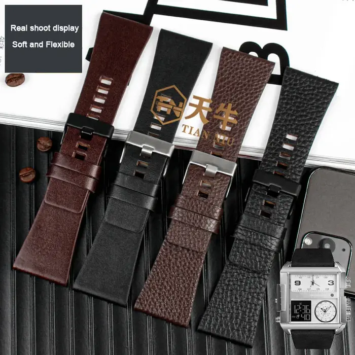 Bracelet de montre en cuir véritable pour montres diesel