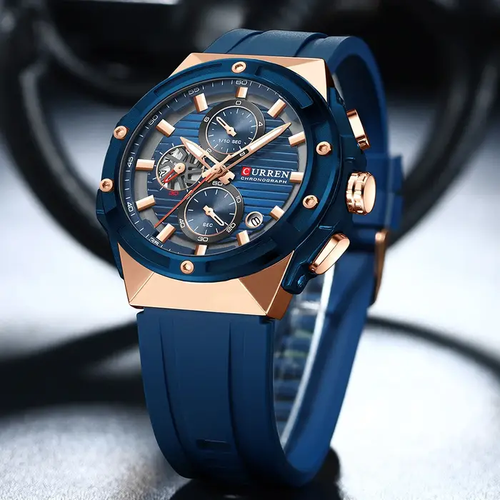 Montre à Quartz chronographe à grand cadran pour hommes