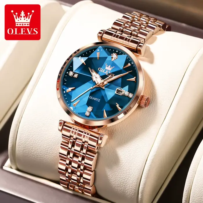OLEVS montres pour femmes mode élégante forme rhombique miroir Original montre-bracelet à Quartz bra