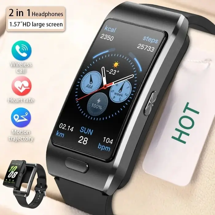 Casque montres intelligentes deux en un appels de réponse Assistant vocal surveillance de la santé Smartband contrôle des gestes Smartwatch 2025 nouveau