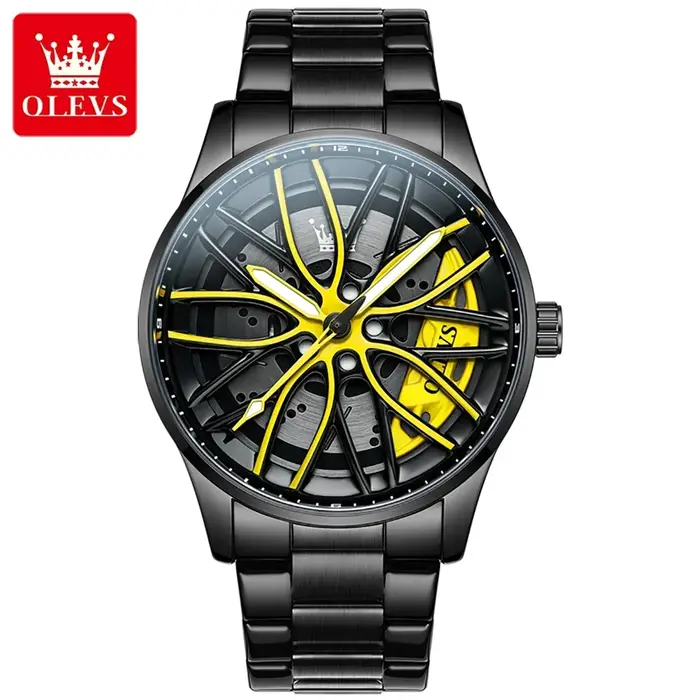 Montres OLEVS pour hommes 360 ° Montre-bracelet à quartz pour homme en acier inoxydable