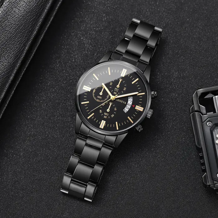 Montre à quartz pour homme en acier inoxydable de luxe