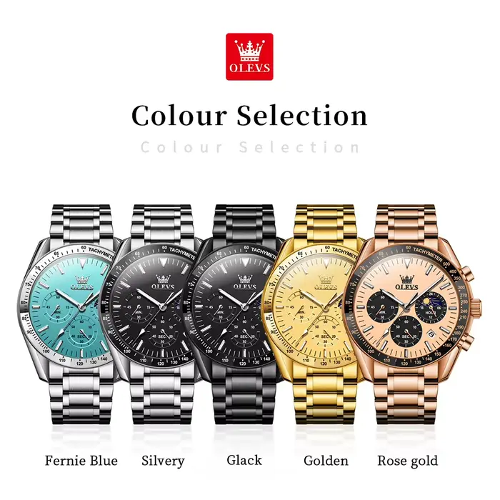 OLEVS Original mode hommes montres Phase de lune lumineux squelette montre à Quartz pour homme calendrier étanche