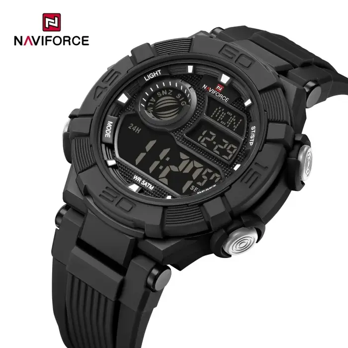 Montres NAVIFORCE pour homme, affichage numérique LCD de la date et du jour, légères, 24 heures, éta