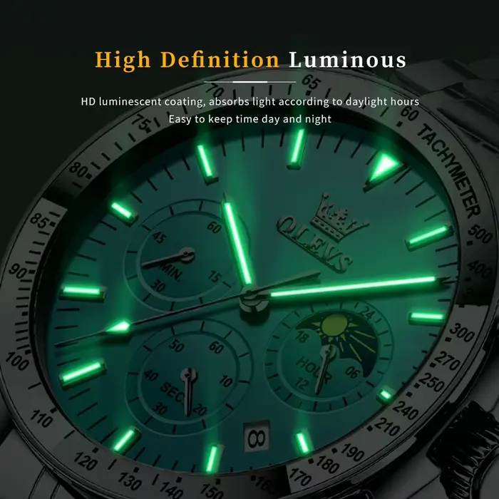 OLEVS Original mode hommes montres Phase de lune lumineux squelette montre à Quartz pour homme calendrier étanche