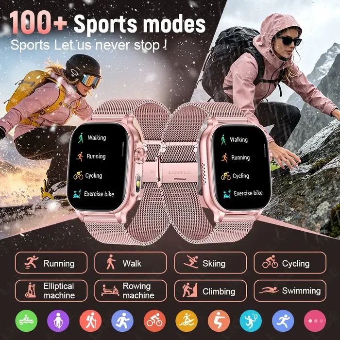 Montres intelligentes d'extérieur pour femmes, GPS, suivi de trajet, batterie 1400mAh, étanche IP68, appels Bluetooth, montre intelligente de sport militaire pour femmes