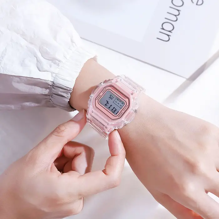 Montres électroniques pour femmes hommes bracelet en Silicone or Rose robe transparente montre-bracelet numérique LED horloge de Sport Relogio Feminino