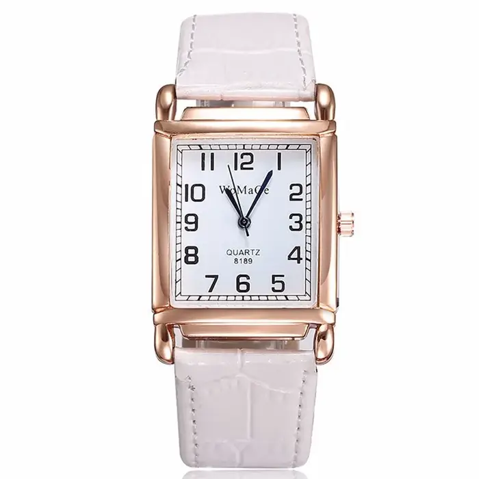 Montre carrée Vintage WoMaGe pour femme, bracelet en cuir, montre à Quartz pour femme, simple et élégante, cadeau pour femme