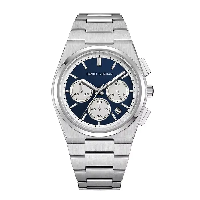 J'aime vraiment cette montre chronographe 40 mm avec cadran panda, mouvement à quartz, étanche 5 bars, bracelet en acier inoxydable, cadeau Daniel Gorman.