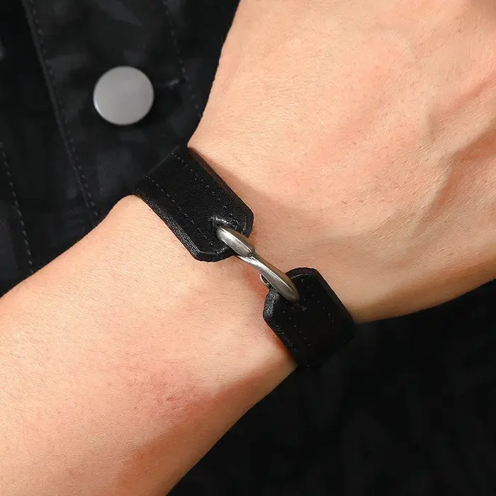 ZORCVENS Vintage en cuir véritable Wrap cordon manchette Bracelet pour main poignet