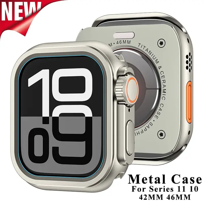 Boîtier en métal pour Apple Watch série 11 10 46mm 42mm mise à niveau Ultra 3/2 49mm housse de protection rigide en