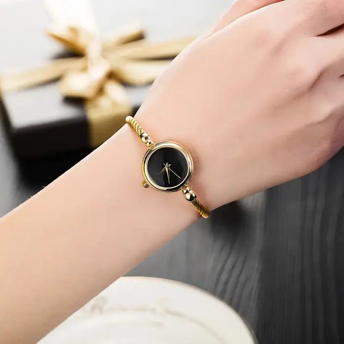 2 pièces montres pour femmes mode or Bracelet fin dames