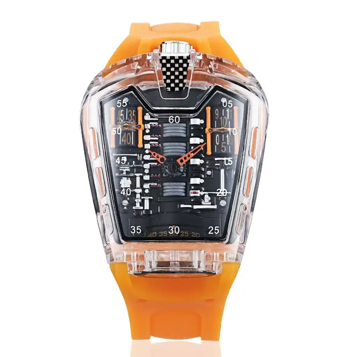 Nouvelle montre de sport pour poignet, boîtier en résine transparente, design squelette creux, tenda