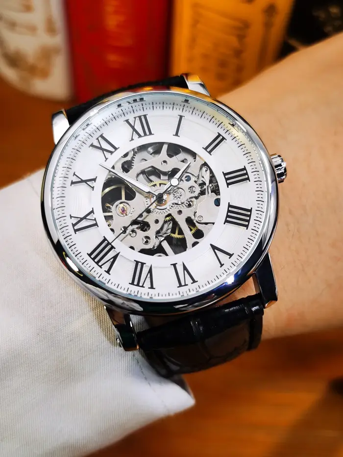 WINNER Business squelette montres mécaniques haut de gamme montre de luxe pour hommes ceinture en cuir décontractée aiguilles lumineuses montre-bracelet minimaliste