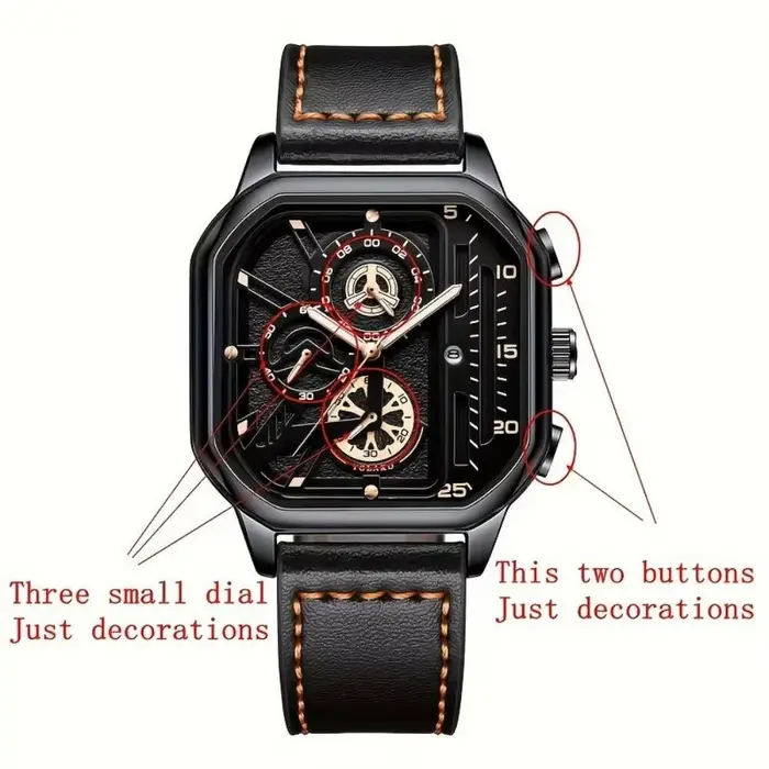 Montre de luxe pour homme avec grand cadran carré