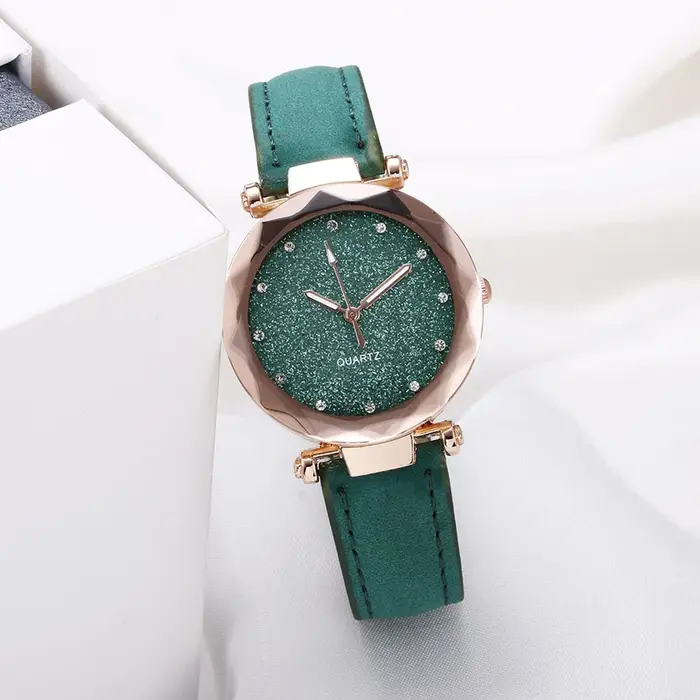 Montre-bracelet à quartz en cuir PU pour hommes
