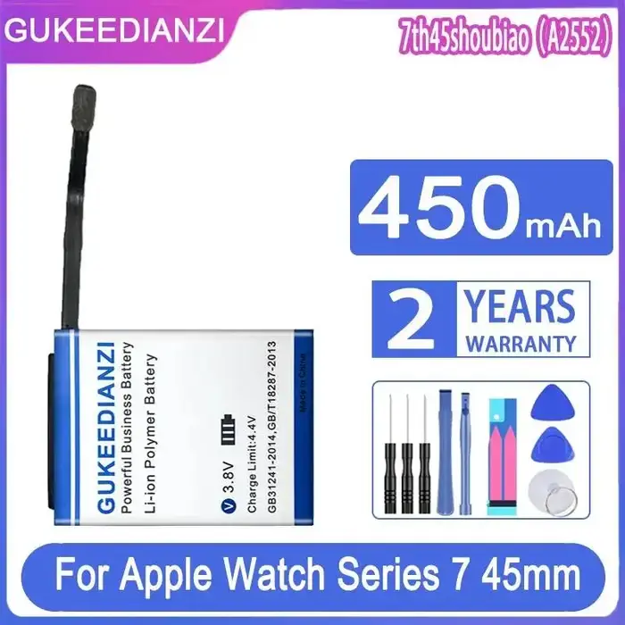 Batterie de montre à longue durée de vie pour Apple Watch pour iWatch Series 7 S7 45mm A2552 450mAh