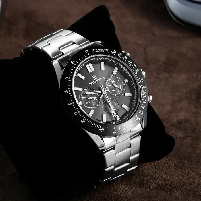 INCASEDA hommes montres marque de luxe bracelet en Silicone étanche Sport Quartz chronographe montre militaire