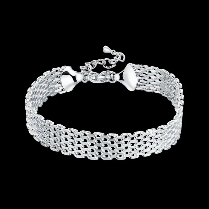 Bracelet en maille d'argent Sterling 925 pour hommes et femmes