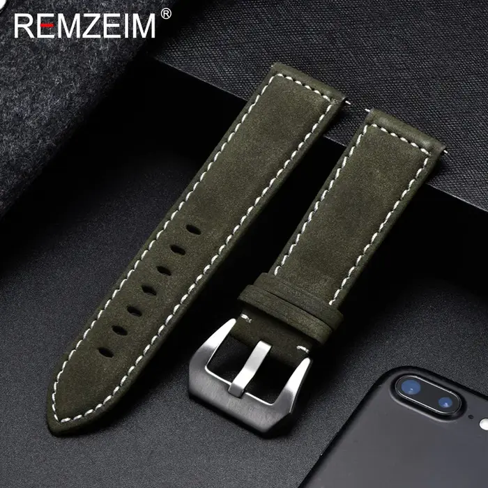Bracelet de montre en cuir véritable pour hommes et femmes