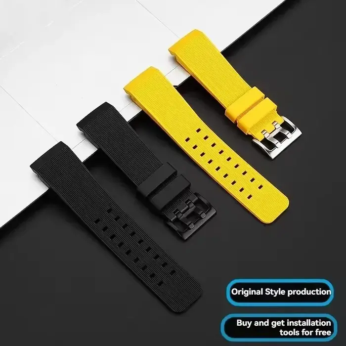 Bracelet de montre en caoutchouc pour Hamilton kaki plongée profonde H78585333 H78505330 H78535380 bracelet étanche 24mm noir jaune bracelets de montre
