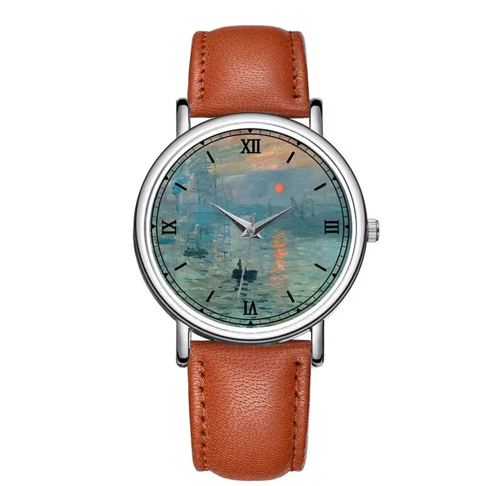 Montre à quartz pour femme C-9301 Morning Lake Fashion, cuir véritable
