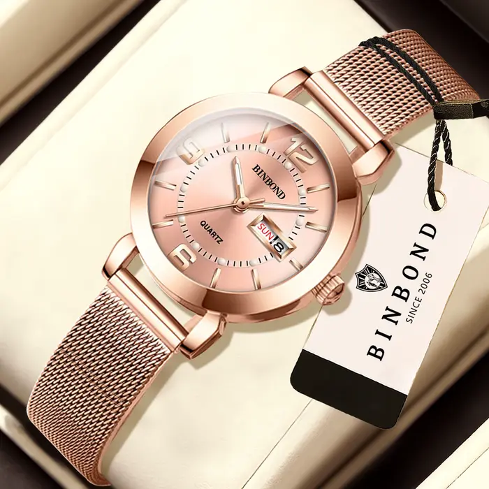 Montres-bracelets en quartz de luxe BINBOND pour femmes