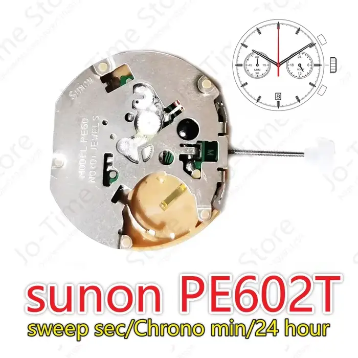 Montre à quartz Sunon PE602T - Chronographe avec aiguille des secondes fluide et petites aiguilles 3
