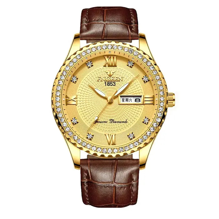Montre homme BINBOND, précise, durable, quartz, luxe, lumineuse, étanche, affichage de la semaine, d