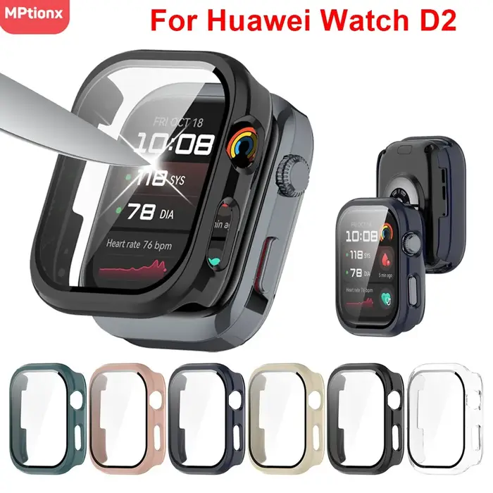 Verre trempé + boîtier PC pour Huawei Watch D2 protecteur d'écran anti-rayures pare-chocs housse de protection