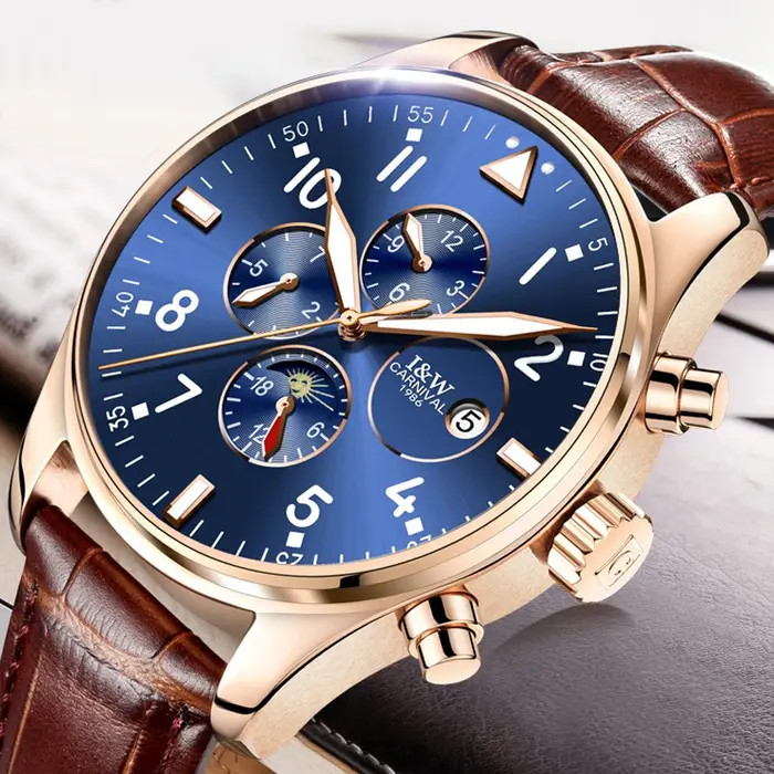 I & W Carnival-Montres mécaniques automatiques pour hommes, horloge étanche multifonction, marque de luxe, Suisse, High Shoous, 8764G-2